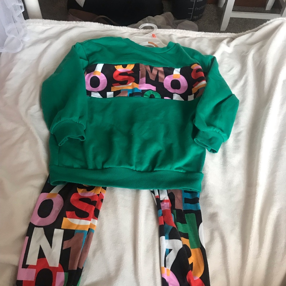 Colorful Letter Print Sweatshirt and Leggings Set